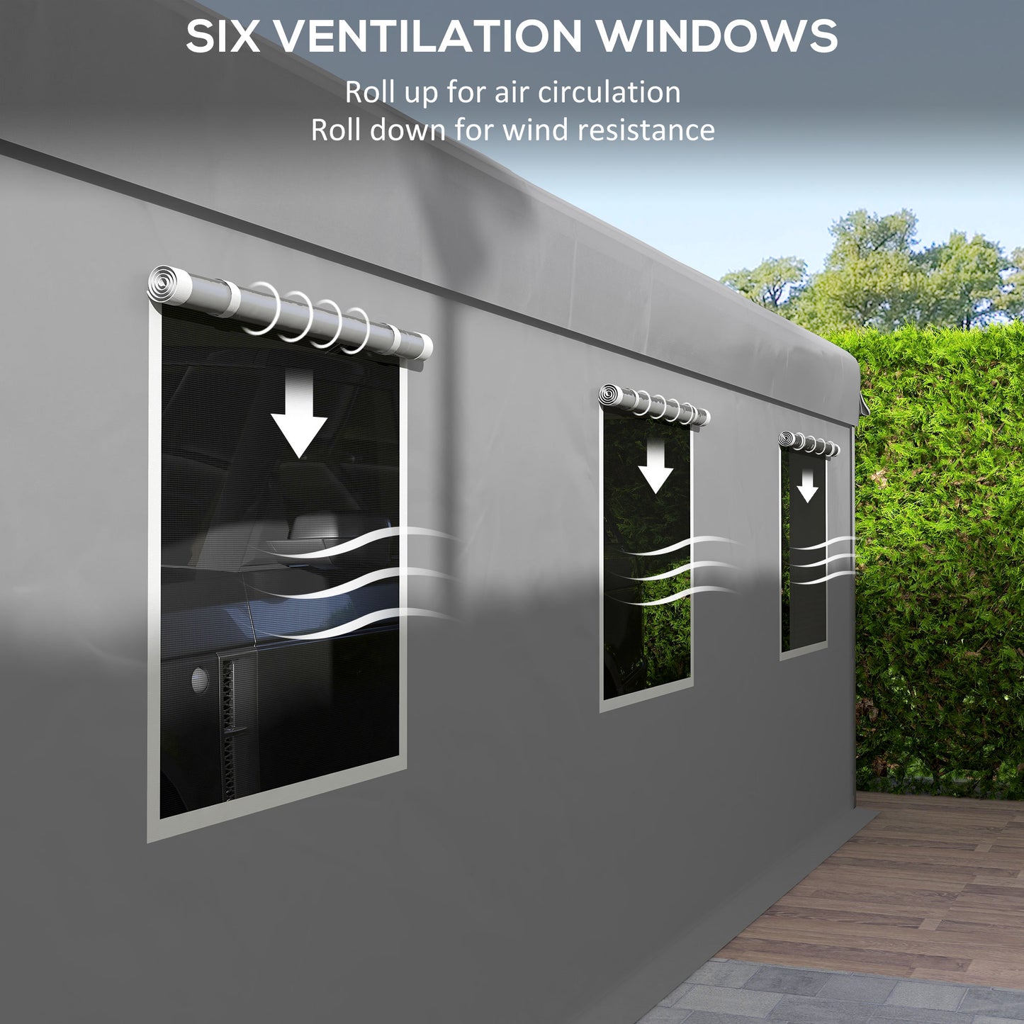Outsunny 10' x 20' Carport, Heavy Duty Portable Garage with 6 Mesh Windows and 2Doors, Gey