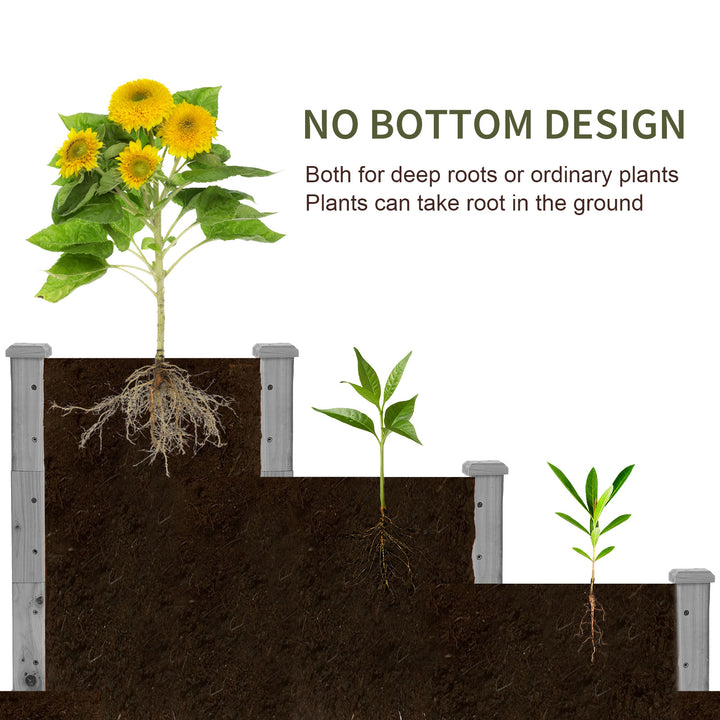 Outsunny 49"x49"x22" 3-Tier Raised Garden Bed Wooden Planter Kit Elevated Plant Box Stand for Yard & Patio, Natural