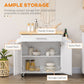 HOMCOM Kitchen Island with Storage, Rolling Cart Trolley with Rubberwood Top, Adjustable Shelf, Drawer, Spice Rack, White