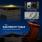 Outsunny Outdoor PE Rattan Propane Fire Pit Table, 50,000 BTU Pulse-Ignition Wicker Fire Table, Mixed Grey