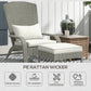 Outsunny Wicker Adirondack Chair with Ottoman, Patio Cushioned Muskoka Chair, Outdoor Fire Pit Chair with High-back and Armrests, for Deck, Garden, Backyard, Grey/Cream White