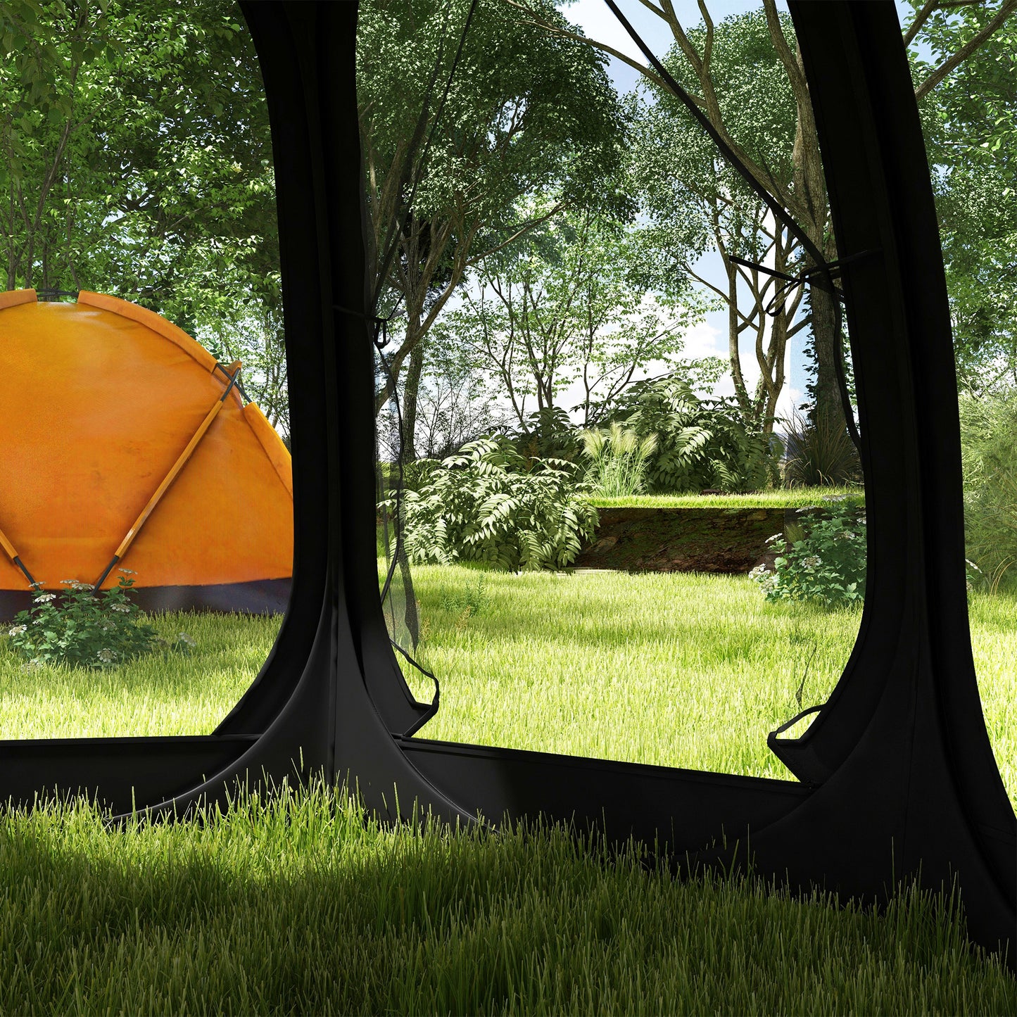 Outsunny 11' x 11.5' Screen Tent, Pop Up Camping Gazebo with Portable Carry Bag and 2 Doors, Cream White