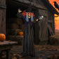 Outsunny Animatronics Standing Witch, Voice-Activated Prop with Skull Staff & Flashing Eyes, Easy Setup Indoor, Orange