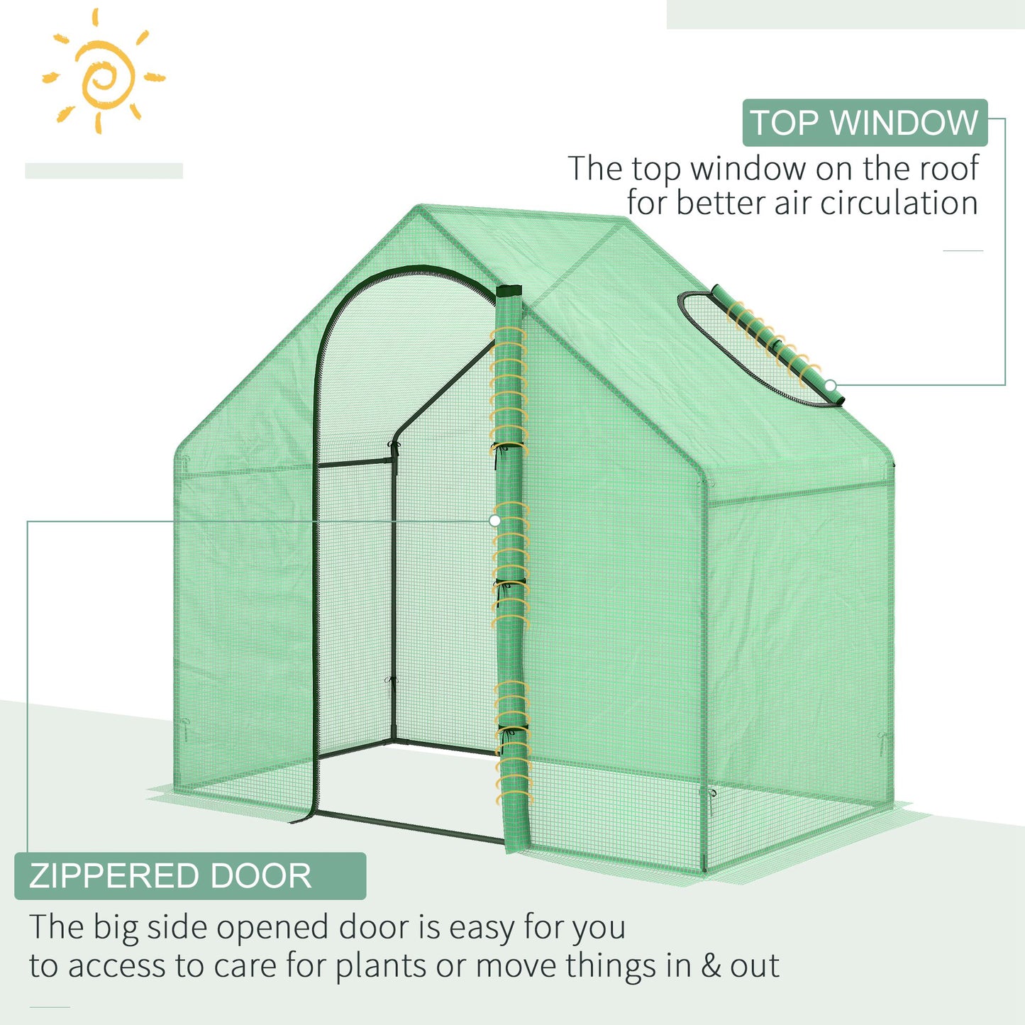 Outsunny 6 x 3.3 x 5.5ft Walk-in Garden Greenhouse with Door & Top Window, Portable Mini Greenhouse for Plants Flowers Herbs Tomatoes, Outdoor Hot House Growing Tent with Steel Frame & PE Cover