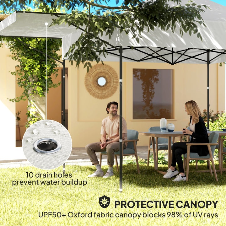 Outsunny 10' x 10' Pop Up Canopy Tent with Awning and Sidewalls, Instant Sun Shelter with Wheeled Bag and Sand Bags