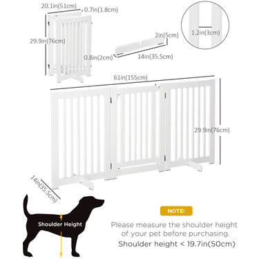 PawHut Free Standing Wood Pet Gate Indoor Dog Barrier 3 Panel Folding Z Shape Doorway