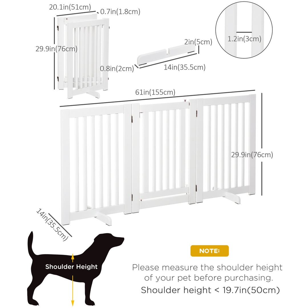 PawHut Free Standing Wood Pet Gate Indoor Dog Barrier 3 Panel Folding Z Shape Doorway