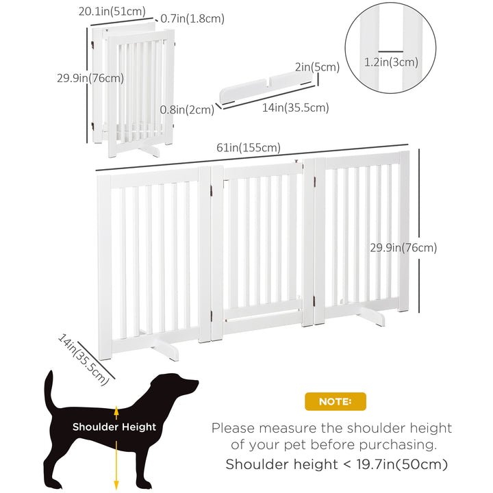 PawHut Free Standing Wood Pet Gate Indoor Dog Barrier 3 Panel Folding Z Shape Doorway