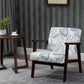 HOMCOM Mid-Century Modern Accent Chair Retro Fabric Armchair Wooden Arm Upholstered Lounge Chair for Living Room Floral