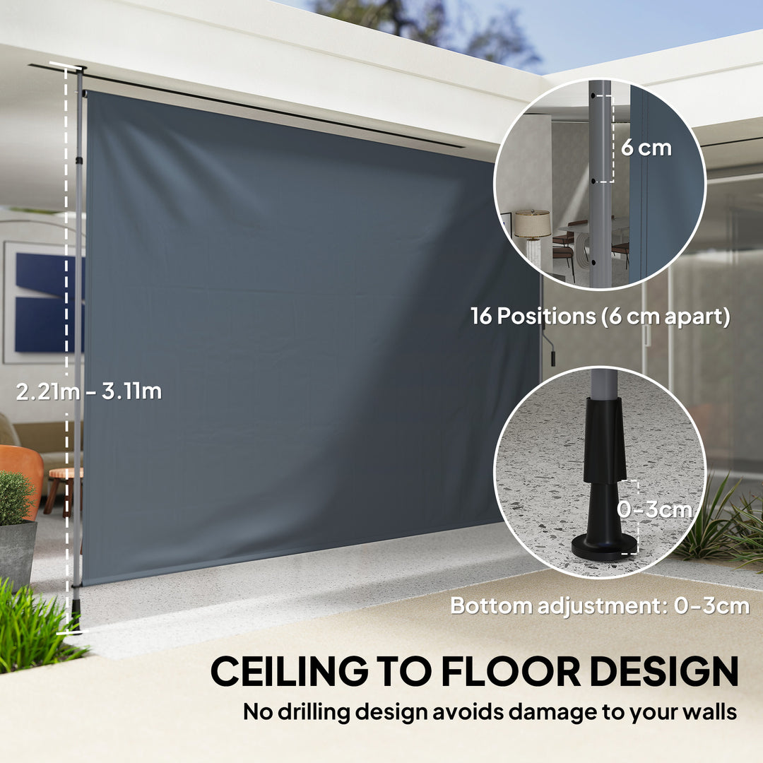 Outsunny 11.5' x 10' Manual Retractable Patio Awning, Outdoor Privacy Screen with UPF30+ & Water-Resistant Fabric, Dark Grey