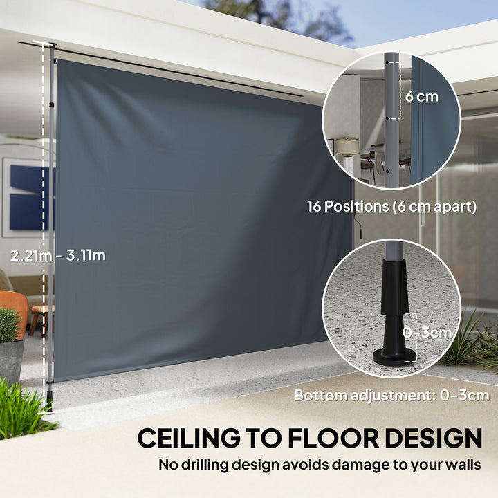 Outsunny 11.5' x 10' Manual Retractable Patio Awning, Outdoor Privacy Screen with UPF30+ & Water-Resistant Fabric, Dark Grey