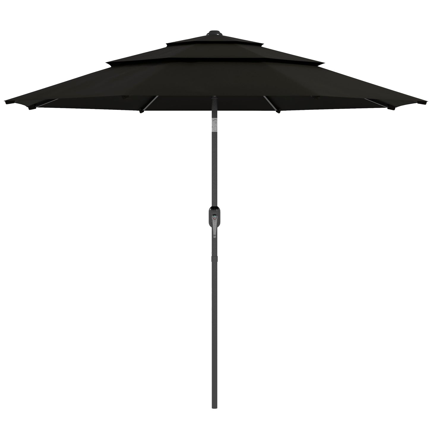 Outsunny 9FT 3 Tiers Patio Umbrella Outdoor Market Umbrella with Crank, Push Button Tilt for Deck, Backyard and Lawn, Sky Blue