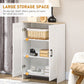 HOMCOM Modern Storage Cabinet with Doors and Adjustable Shelf for Kitchen, Living room, 23.6" x 11.8" x 35.4", White