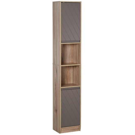 HOMCOM 67" Narrow Bathroom Storage Cabinet, Tall Freestanding Floor Cabinet, Bathroom Linen Cabinet with Doors and Adjustable Shelves