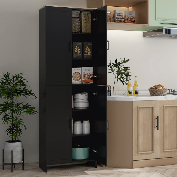 HOMCOM 67" 4-Door Kitchen Pantry Cabinet, Freestanding Storage Cabinet Cupboard with Adjustable Shelves, White
