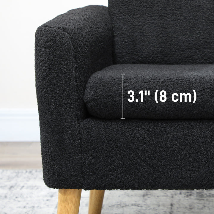 HOMCOM Fabric Accent Chair, Modern Upholstered Armchair with Wood Legs and Wide Padded Seat, Cream White