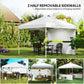 Outsunny 10' x 10' Pop Up Canopy Tent with 2 Half Sidewalls, UV50+ Height Adjustable Instant Sun Shelter, White