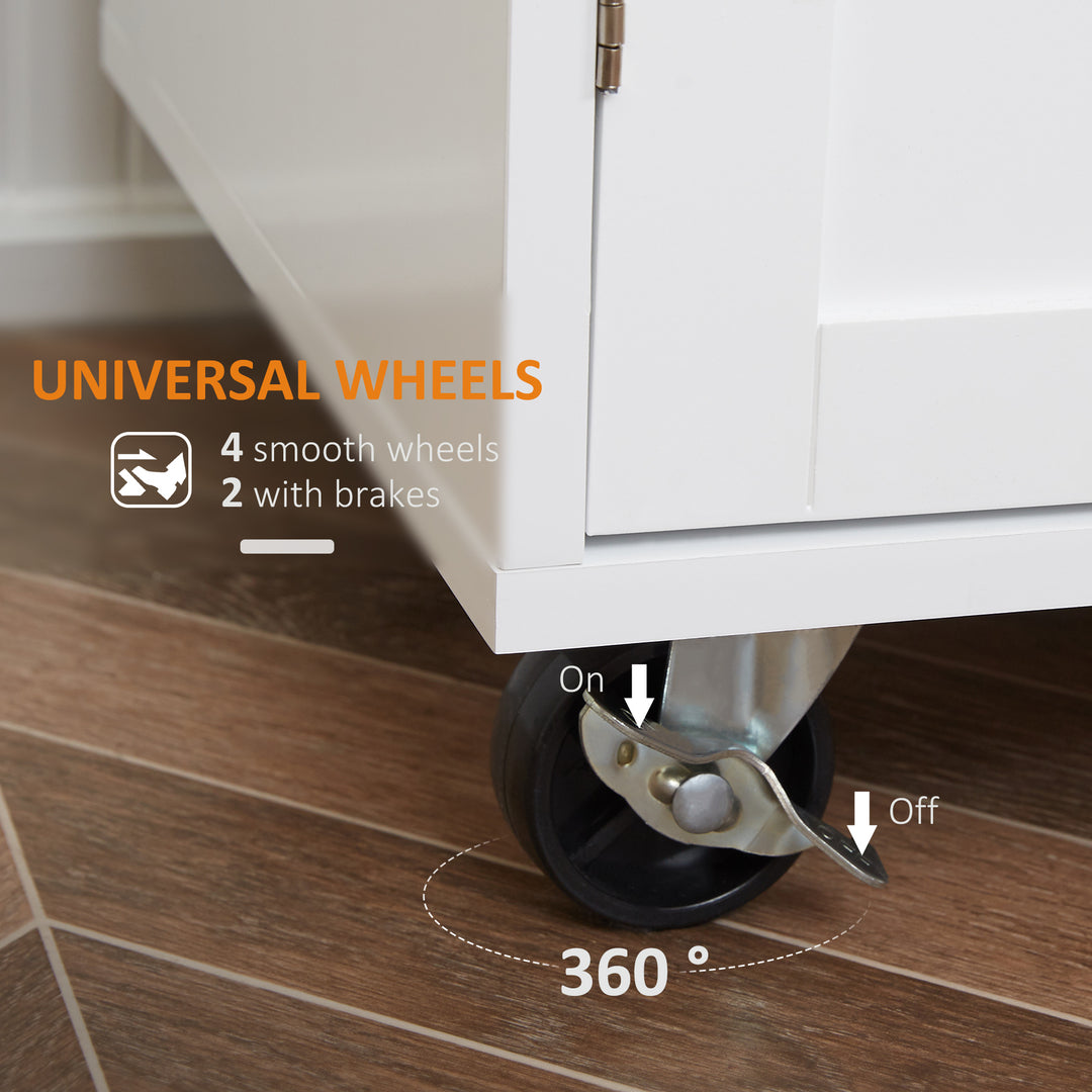 HOMCOM Rolling Kitchen Island Cart with Wood Top, Enough Storage Drawer Space with Towel Bar Rack Shelves, Portable Kitchen Utility Serving Cart Trolley on Wheels, Black