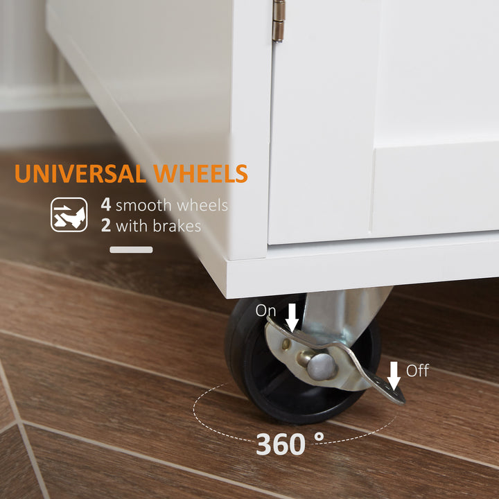 HOMCOM Rolling Kitchen Island Cart with Wood Top, Enough Storage Drawer Space with Towel Bar Rack Shelves, Portable Kitchen Utility Serving Cart Trolley on Wheels, Black