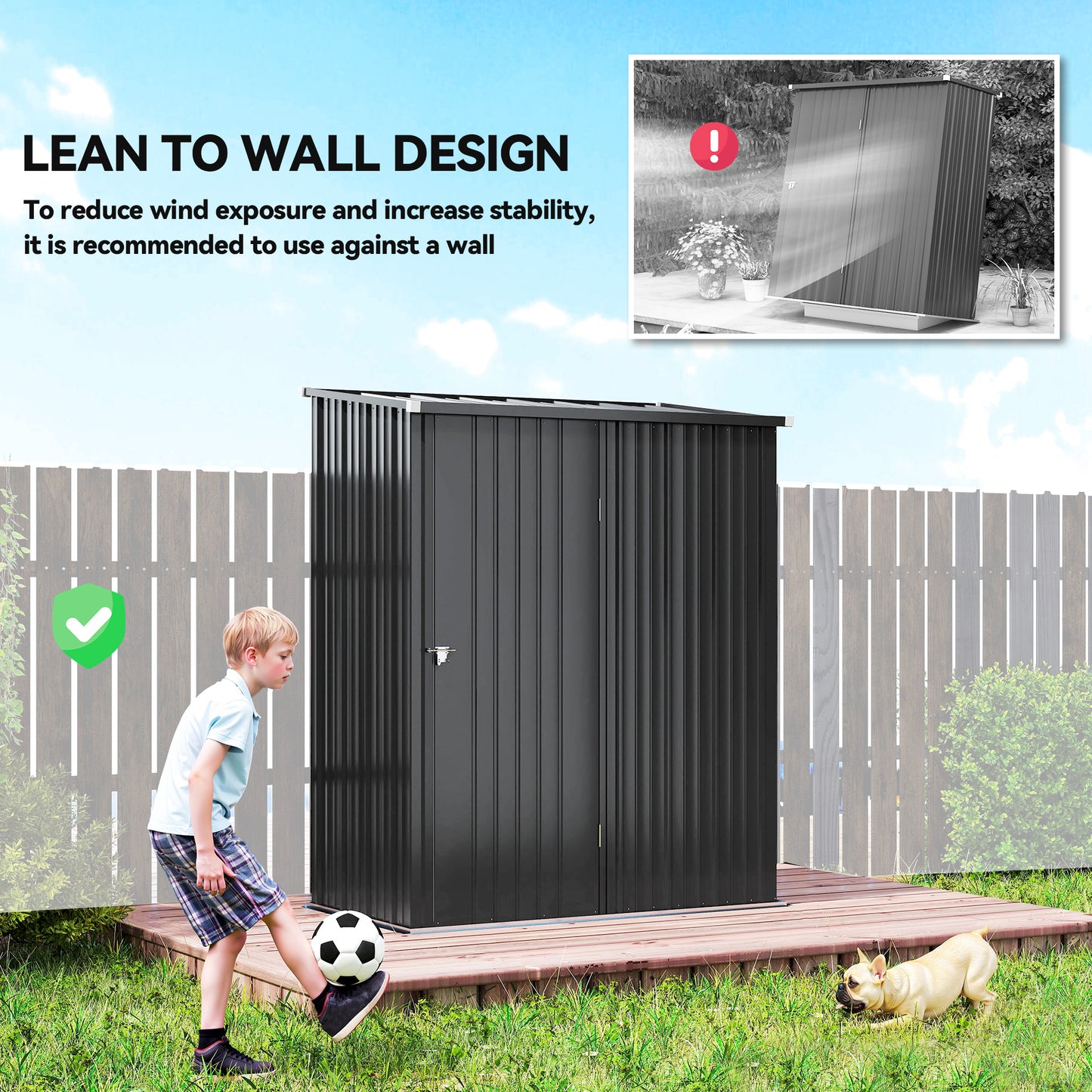 Outsunny 5' x 3' Outdoor Storage Shed, Steel Garden Shed with Single Lockable Door, Tool Storage Shed for Backyard, Brown