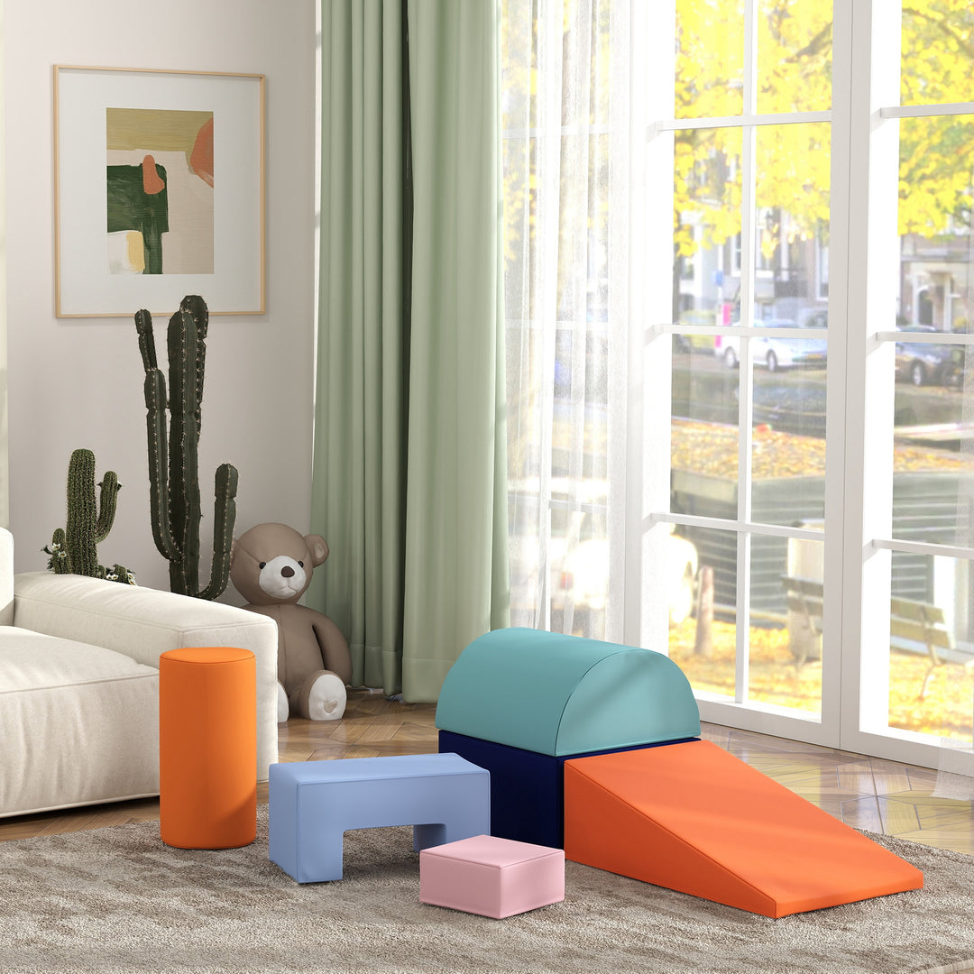 Qaba 6 Piece Soft Play Equipment for Kids 6-72 Months, Yellow and Green