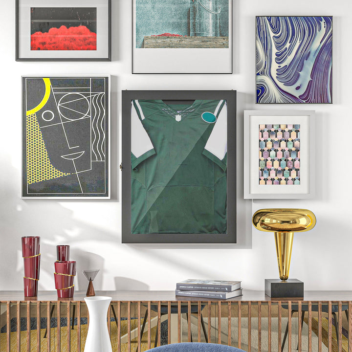 HOMCOM 24" x 32" Hockey Jersey Frame, Jersey Shadow Box for Basketball Football Baseball, Black