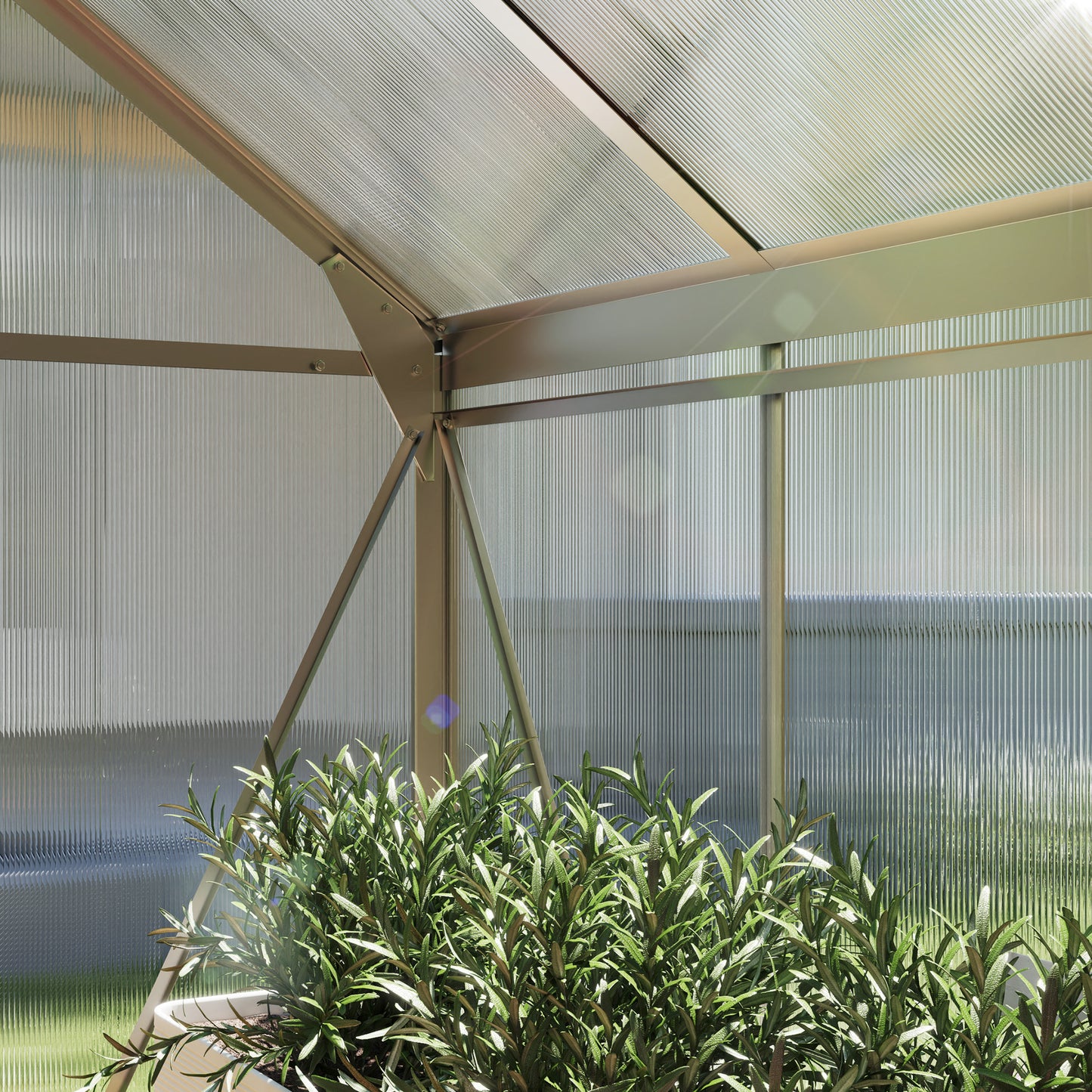 Outsunny 6.2' x 6.3' x 6.6' Clear Polycarbonate Greenhouse, Large Walk-In Green House Garden, Plants Grow, Galvanized Sheet  Frame w/ Slide Door