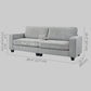 HOMCOM Three Seater Sofa, Fabric 3 Seater Couch with Spring Cushion and Cup Holders for Living Room, Bedroom, Cream White