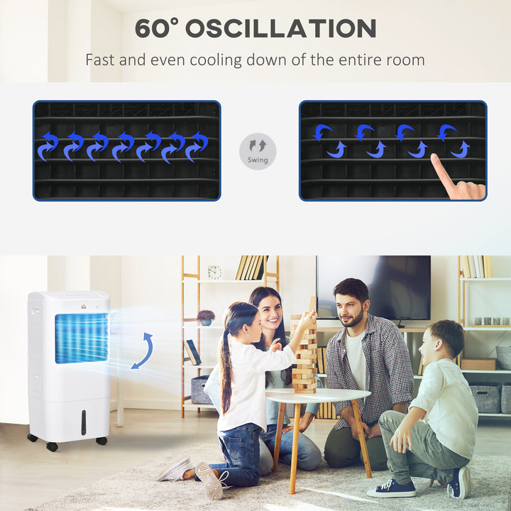 HOMCOM Cooling Fan for Bedroom with Ice Pack, Tower Fan with Remote Control, 3 Modes, 3 Speeds, 7.5H Timer, White