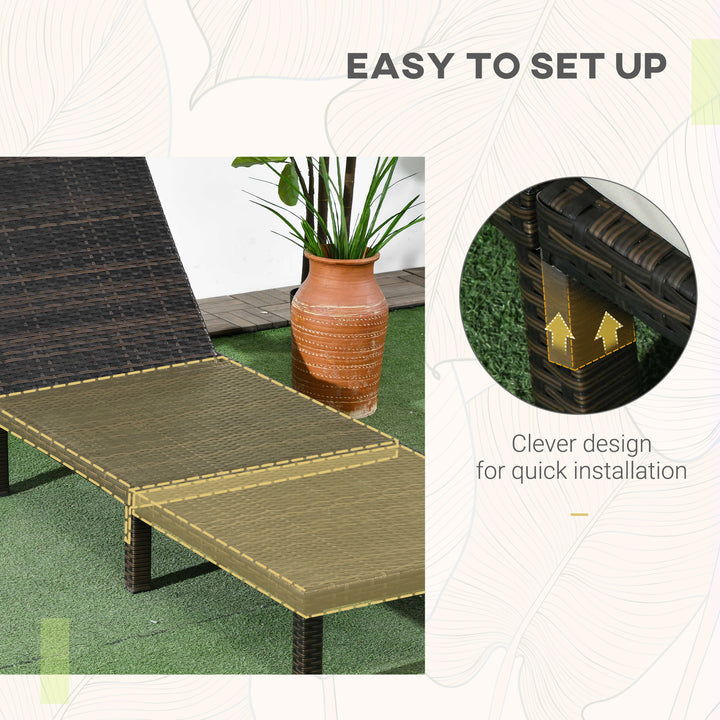 Outsunny Outdoor Lounger, Patio Lounger with 5-Level Adjustable Back, Headrest for Poolside, Garden, Backyard, Cream White