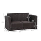 Outsunny 2 Seat Patio Loveseat Deluxe Wicker Sofa Chair Outdoor Rattan Furniture Couch All Weather with Cushion for Balcony, Deck, Garden and Poolside, Grey
