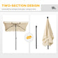 Outsunny 6.5x4ft Rectangle Patio Umbrella Aluminum Tilt Adjustable Garden Parasol  Sun Shade Outdoor Canopy Cream White