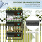 Outsunny 3-Tier Wall-Mounted Planter Box with 3 Pots, Vertical Planters for Outdoor Plants, Dark Grey