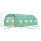 Outsunny Walk-in Tunnel Greenhouse, 13 x 6.4 x 6.5 ft Hoop House with Zipped Roll-Up Door and 8 Mesh Windows, Outdoor Greenhouse with Galvanised Steel Frame, Green
