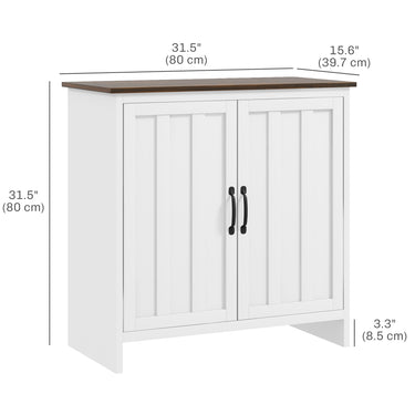 HOMCOM Kitchen Sideboard, Modern Storage Cabinet with Beadboard Doors and Adjustable Shelf for Dining Room, White
