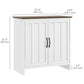 HOMCOM Kitchen Sideboard, Modern Storage Cabinet with Beadboard Doors and Adjustable Shelf for Dining Room, White