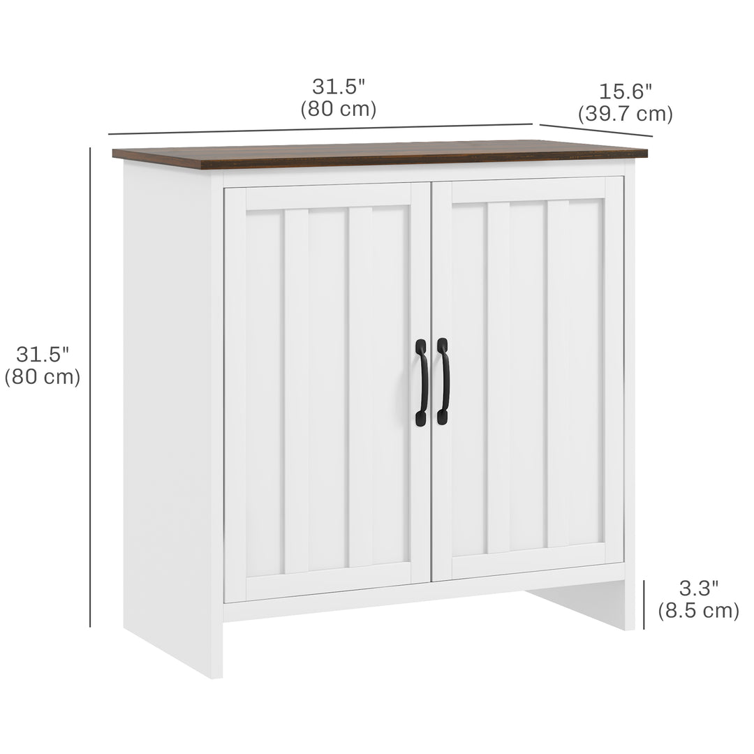 HOMCOM Kitchen Sideboard, Modern Storage Cabinet with Beadboard Doors and Adjustable Shelf for Dining Room, White
