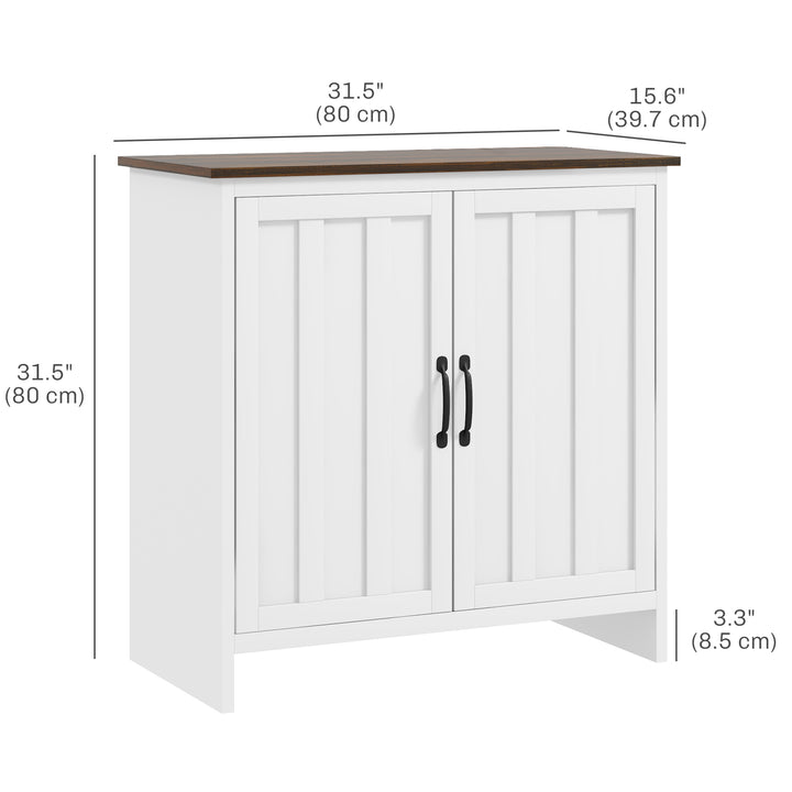 HOMCOM Kitchen Sideboard, Modern Storage Cabinet with Beadboard Doors and Adjustable Shelf for Dining Room, White