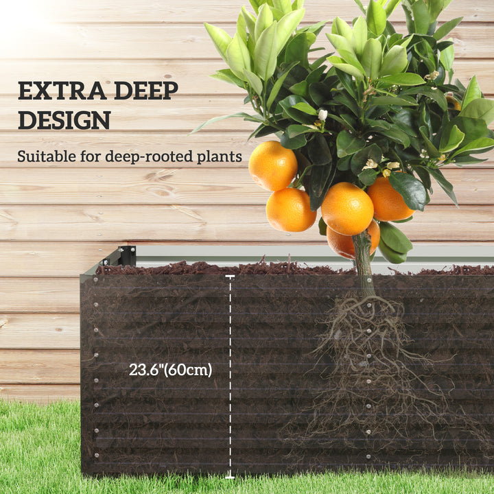 Outsunny 8' x 4' x 2' Raised Garden Bed, Galvanized Planter Box for Growing Flowers, Herbs and Vegetables, Dark Grey
