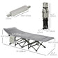 Outsunny Folding Camping Cot with Mattress & Pillow, Double Layer Oxford Heavy Duty Sleeping Cot with Carry Bag Light Grey