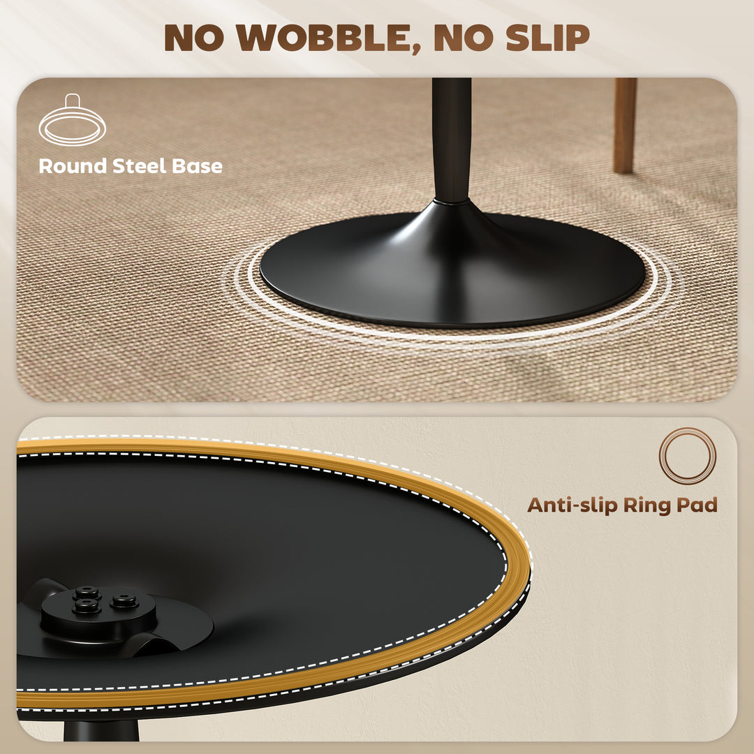 HOMCOM 27.6" Round Kitchen Table for 2, Modern Small Dining Table with Wood Veneer, Steel Base for Dining Room, Natural