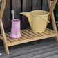 Outsunny Garden Potting Bench Table, Wooden Work Station, Outdoor Planting Workbench w/ Galvanized Metal Tabletop and Storage Shelf