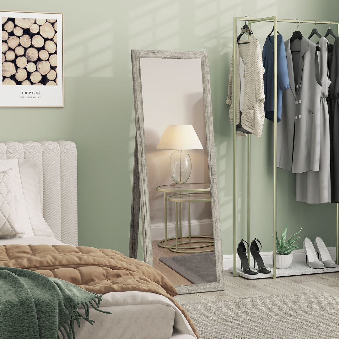 HOMCOM 58" x 20" Floor Standing Mirror, Full Body Mirror for Bedroom, Living Room, Oak