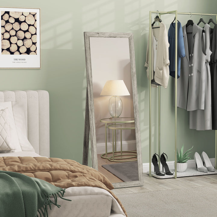 HOMCOM 58" x 20" Floor Standing Mirror, Full Body Mirror for Bedroom, Living Room, Oak