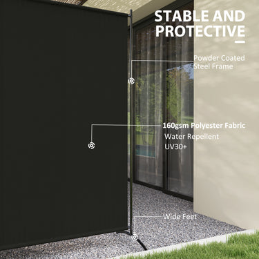 Outsunny Single Panel Room Divider, UV30+ Privacy Screen, Indoor Outdoor Privacy Panel with Stable Base, Black
