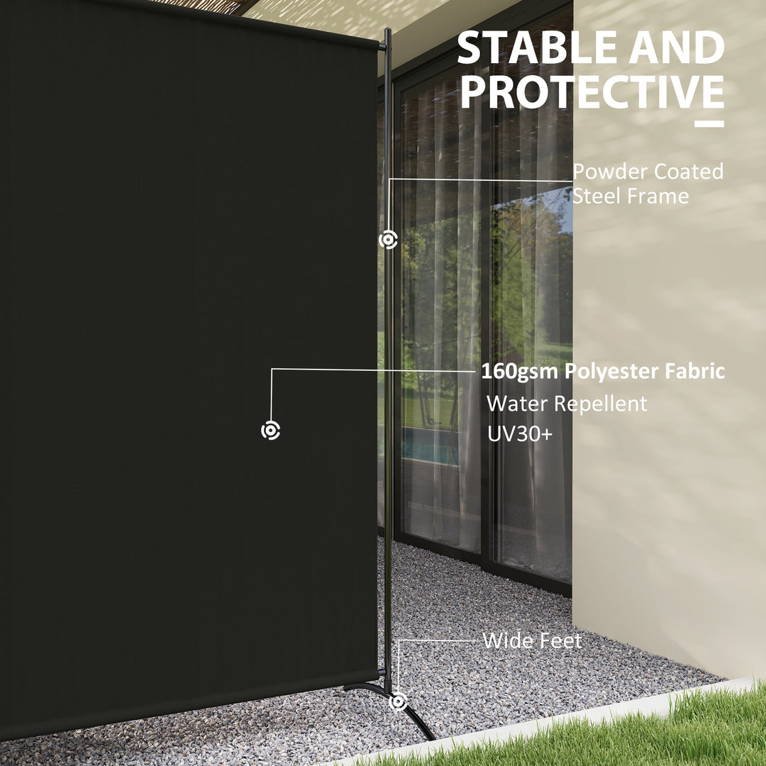 Outsunny Single Panel Room Divider, UV30+ Privacy Screen, Indoor Outdoor Privacy Panel with Stable Base, Black