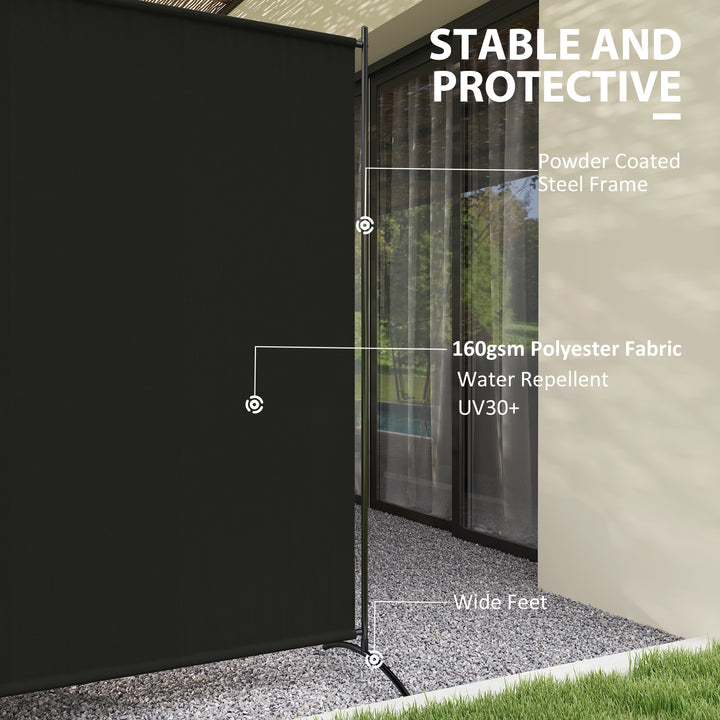 Outsunny Single Panel Room Divider, UV30+ Privacy Screen, Indoor Outdoor Privacy Panel with Stable Base, Black