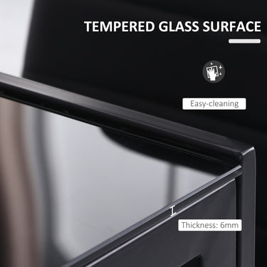 HOMCOM Rectangular Kitchen Table for 4 People, Dining Table with Tabletop Tempered Glass for Dining Room, Living Room, Black