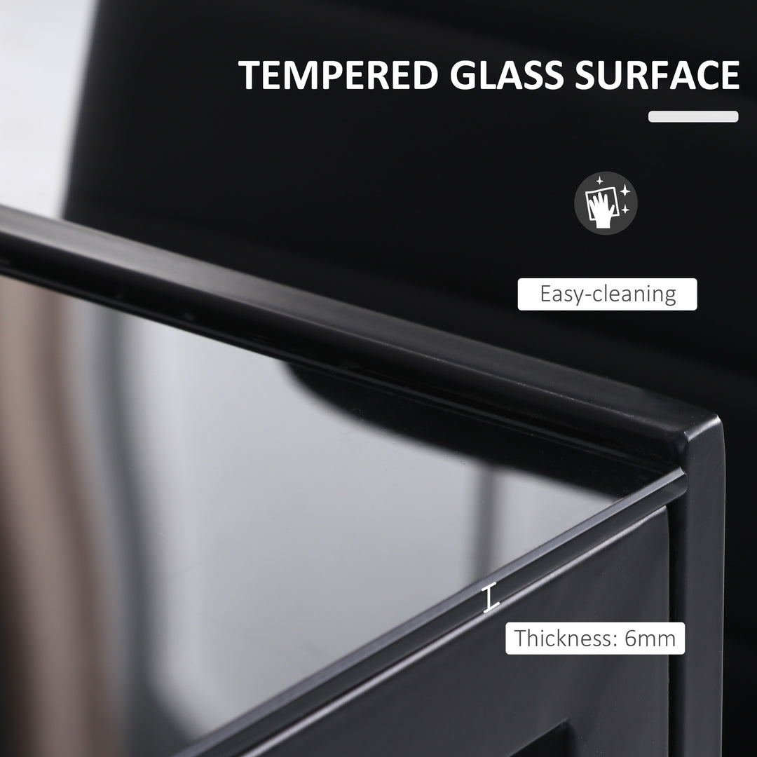 HOMCOM Rectangular Kitchen Table for 4 People, Dining Table with Tabletop Tempered Glass for Dining Room, Living Room, Black