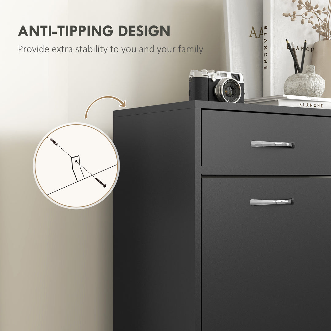 HOMCOM Narrow Shoe Storage with 2 Flip Drawers and Adjustable Shelves Shoe Cabinet Organizer for 12 Pairs of Shoes, White